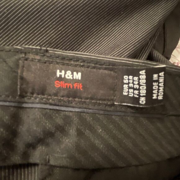 H&M Men’s Black Pinstriped Pants/Trousers - Picture 6 of 9